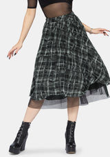 Rhoswen Double Layered Check Hitched Skirt UK 10