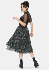 Rhoswen Double Layered Check Hitched Skirt UK 10