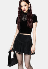Trixie Velvet Fishnet Embroidered Mini Skirt UK 6
