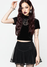 Trixie Velvet Fishnet Embroidered Mini Skirt UK 6