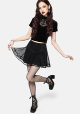 Trixie Velvet Fishnet Embroidered Mini Skirt