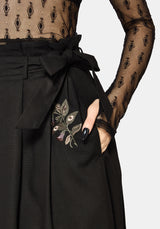 Faela Fairy Embroidered Tie Waist Paperbag Midi Skirt