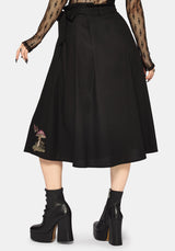 Faela Fairy Embroidered Tie Waist Paperbag Midi Skirt