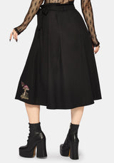 Faela Fairy Embroidered Tie Waist Paperbag Midi Skirt