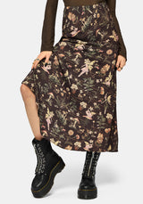 Faela Fairy Print Bias Cut Midaxi Skirt UK 6