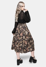 Triple Goddess Print Viscose Button Down Midi Skirt