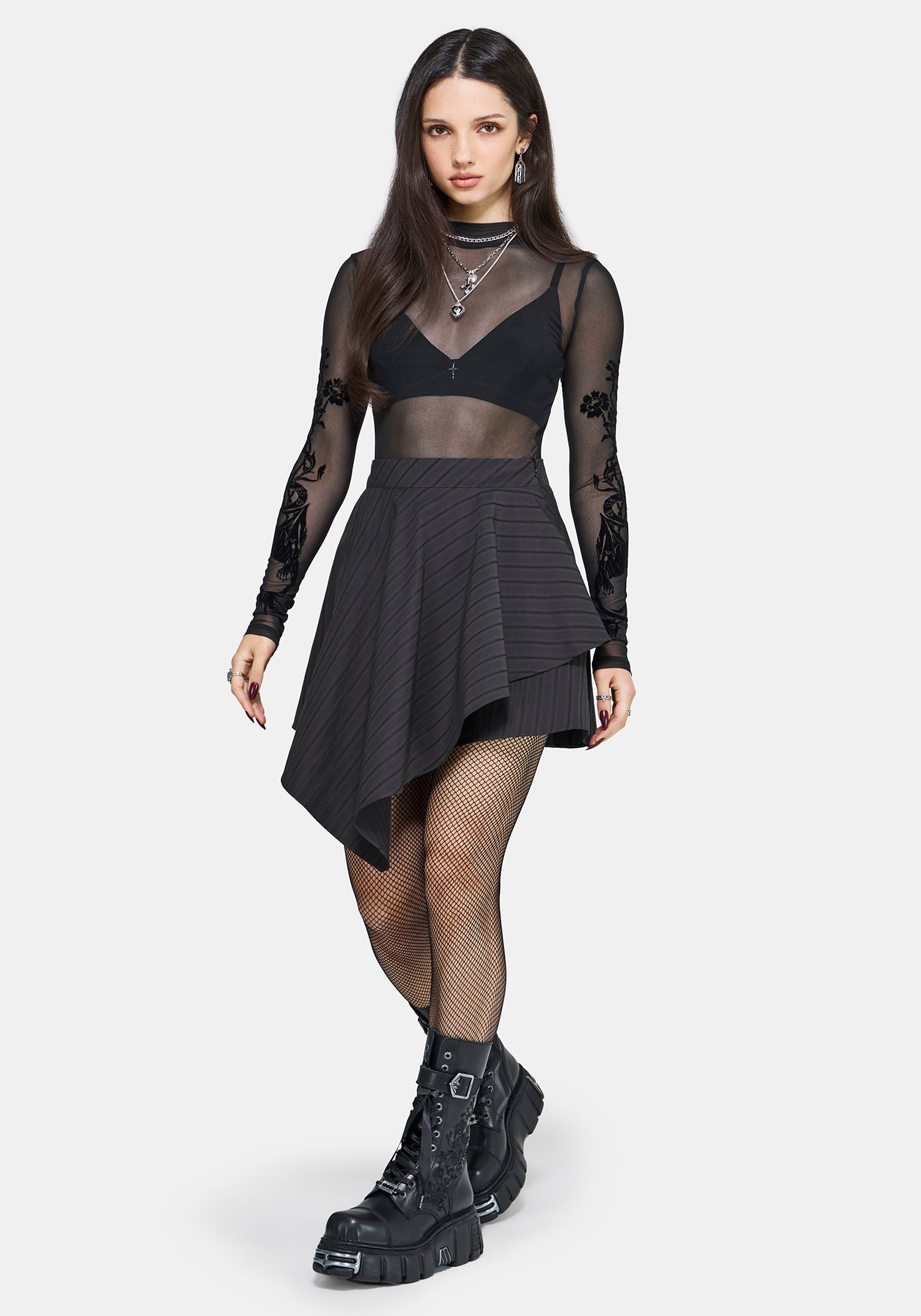 Allie Stripe Hanky Hem Mini Skirt