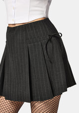 Sabrina Pinstripe Bow Detail Mini Skort