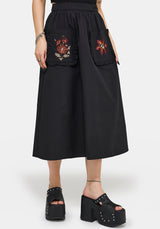 Mythos Cotton Embroidered Midi Skirt