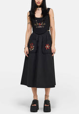 Mythos Cotton Embroidered Midi Skirt