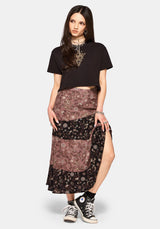 Sylra Ditsy Folk Spliced Midi Skirt