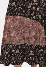 Sylra Ditsy Folk Spliced Midi Skirt