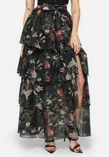 Anara Fruit Print Tiered Skirt