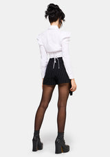 Charli Pinstripe Buckle Asymmetric Skort