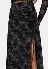 Zuri Lace Flocked Ruched Midaxi Skirt