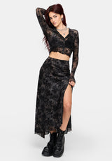 Zuri Lace Flocked Ruched Midaxi Skirt