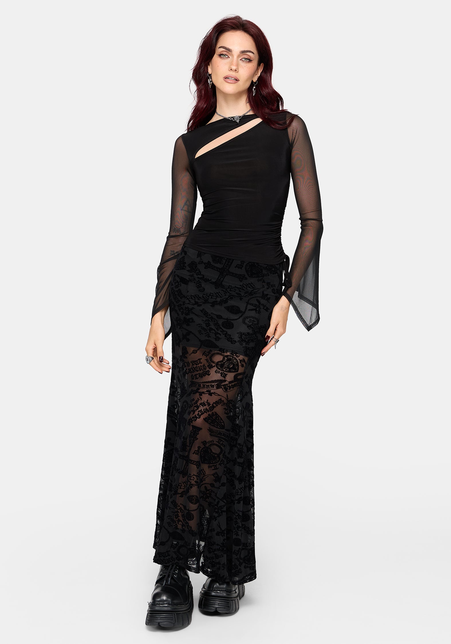 Sanct Flock Mesh Maxi Skirt
