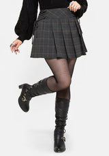 Caitriona Check Lace Up Side Mini Skirt