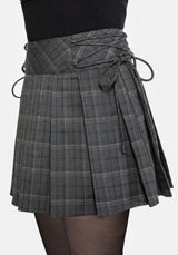 Caitriona Check Lace Up Side Mini Skirt