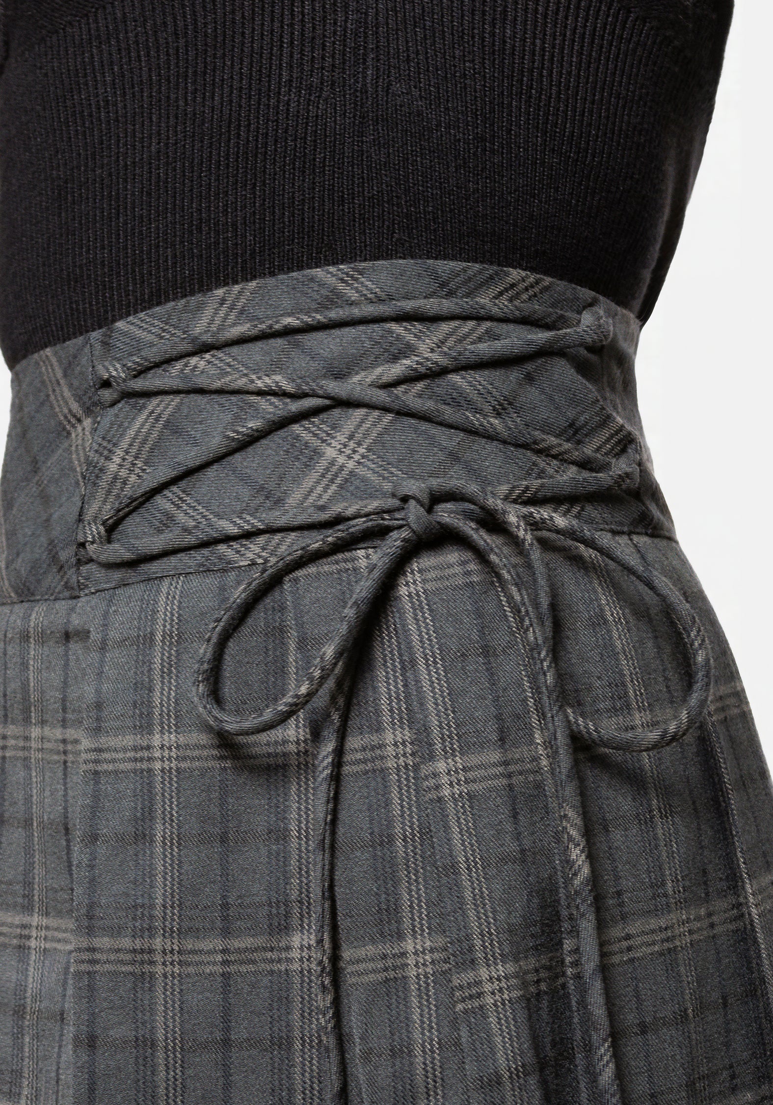 Caitriona Check Lace Up Side Mini Skirt