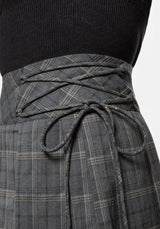 Caitriona Check Lace Up Side Mini Skirt