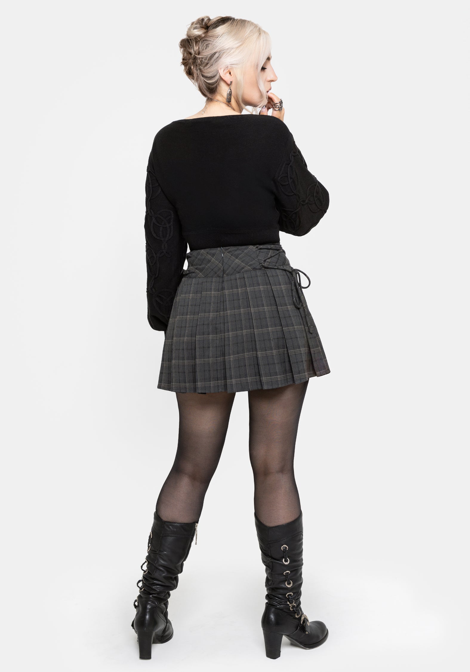 Caitriona Check Lace Up Side Mini Skirt