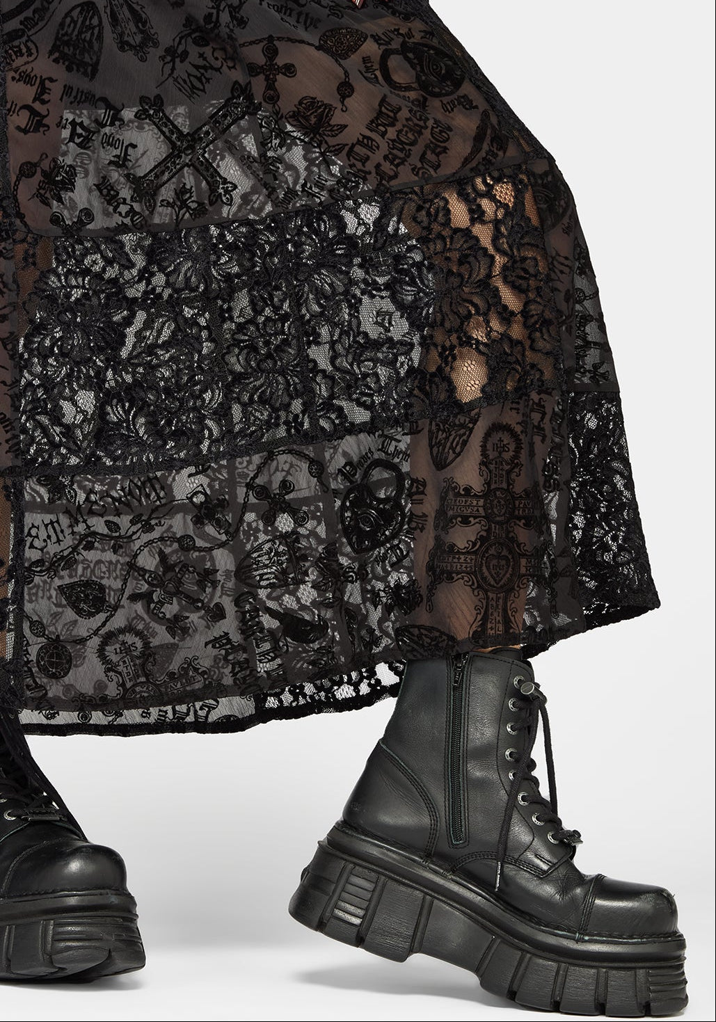 Sanct Flocked Velour Patchwork Midaxi Skirt