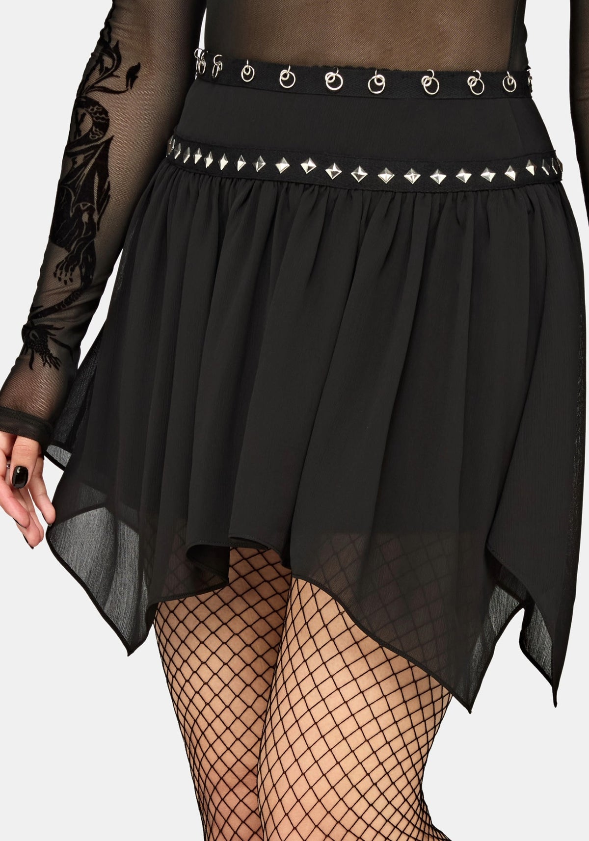 Emara Studded Hanky Hem Mini Skirt UK 6