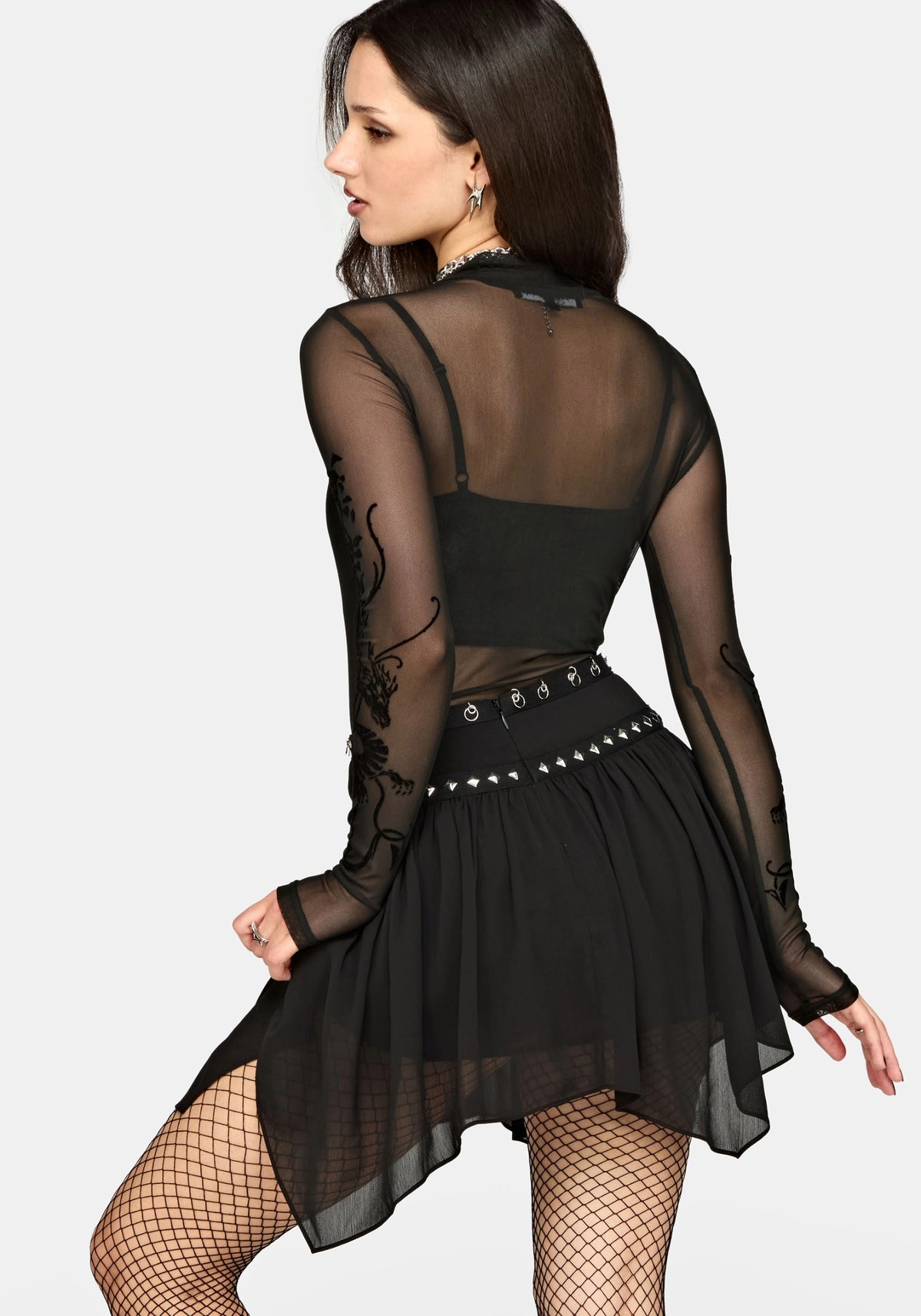 Emara Studded Hanky Hem Mini Skirt UK 6