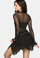 Emara Studded Hanky Hem Mini Skirt UK 6