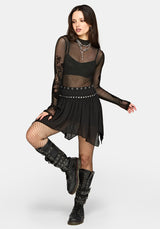 Emara Studded Hanky Hem Mini Skirt UK 6