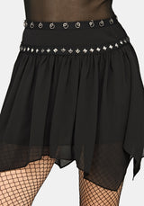 Emara Studded Hanky Hem Mini Skirt UK 6
