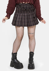 Harley Pleated Check Belted Mini Skirt UK 6