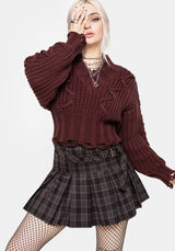 Harley Pleated Check Belted Mini Skirt UK 6