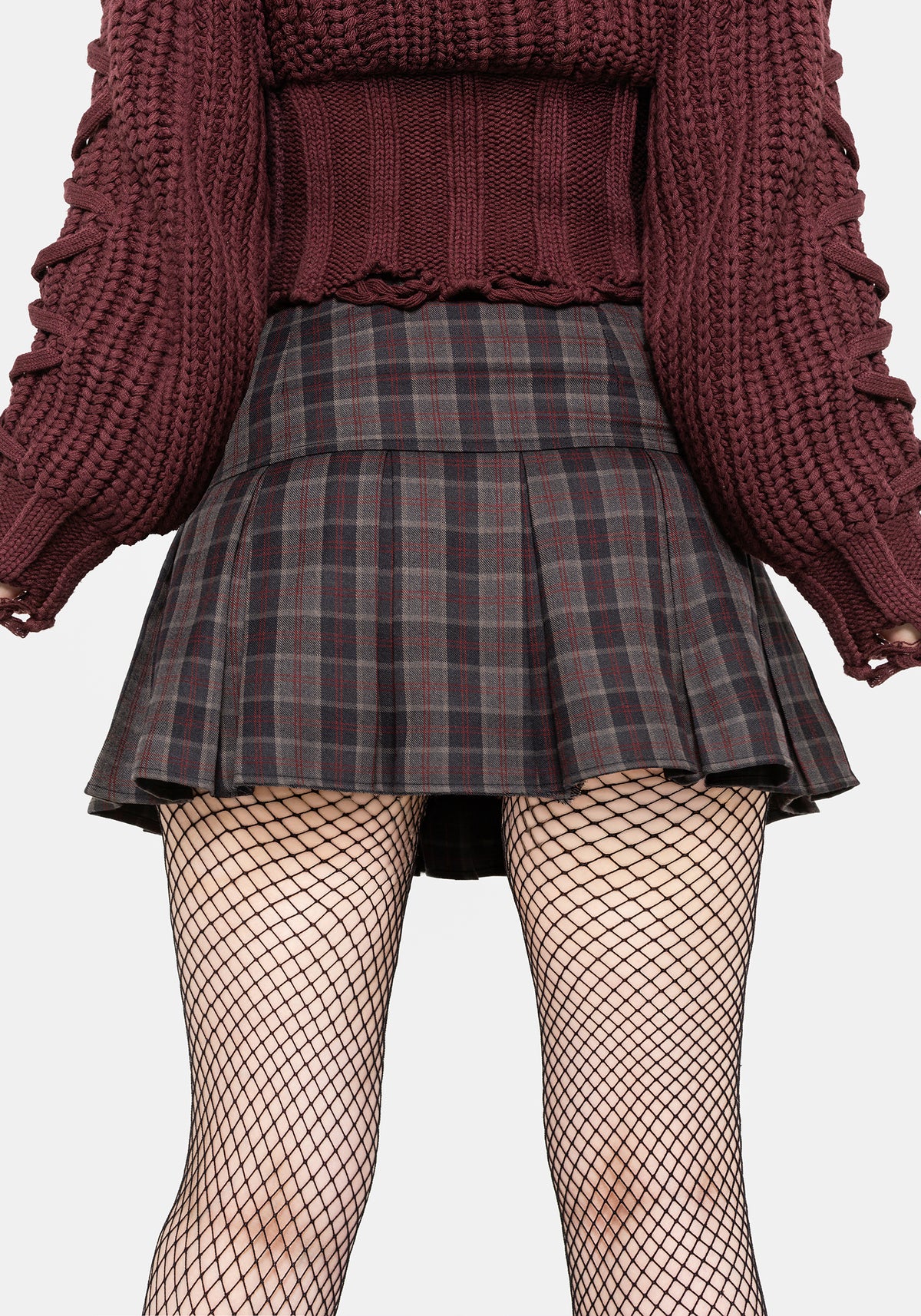 Harley Pleated Check Belted Mini Skirt UK 6
