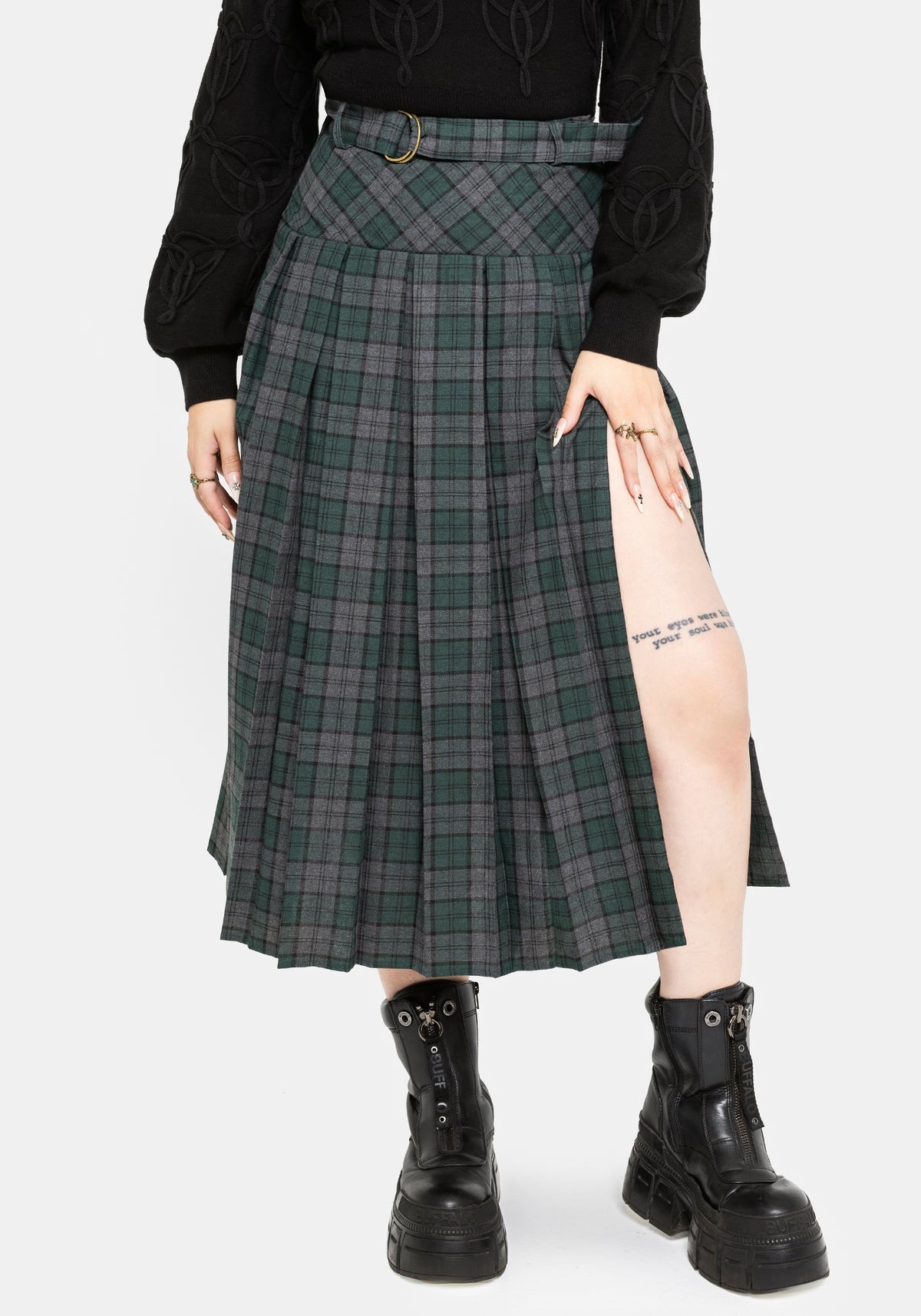 Daria Check Pleated Midaxi Skirt UK 6