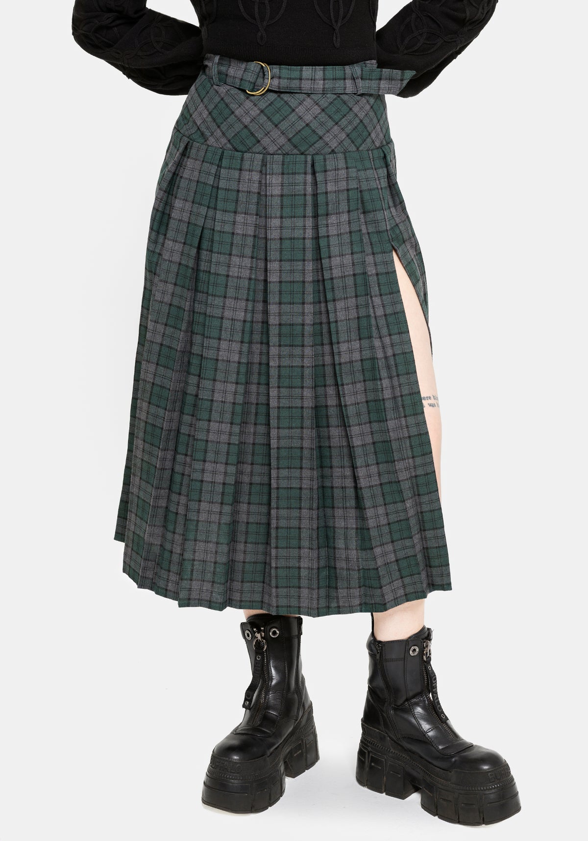 Daria Check Pleated Midaxi Skirt UK 6