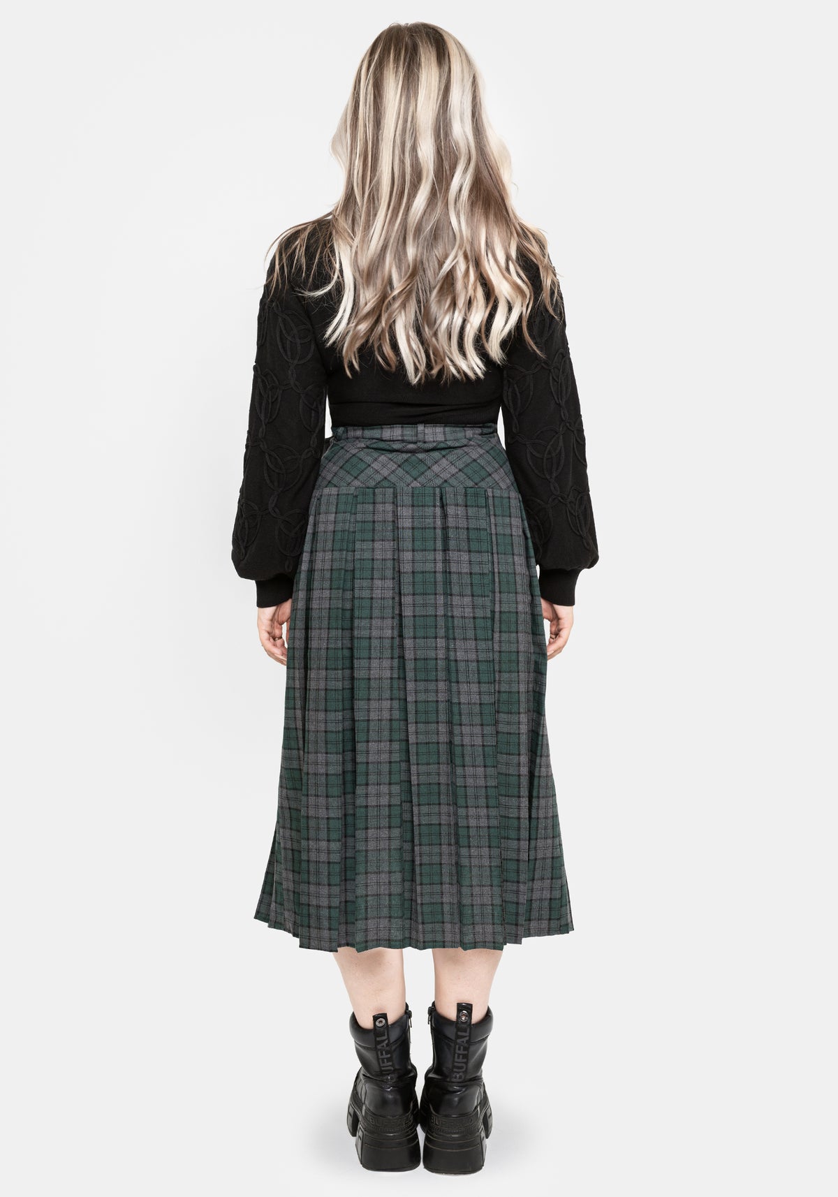 Daria Check Pleated Midaxi Skirt UK 6