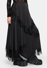 Dhalia Satin and Lace Tattered Maxi Skirt