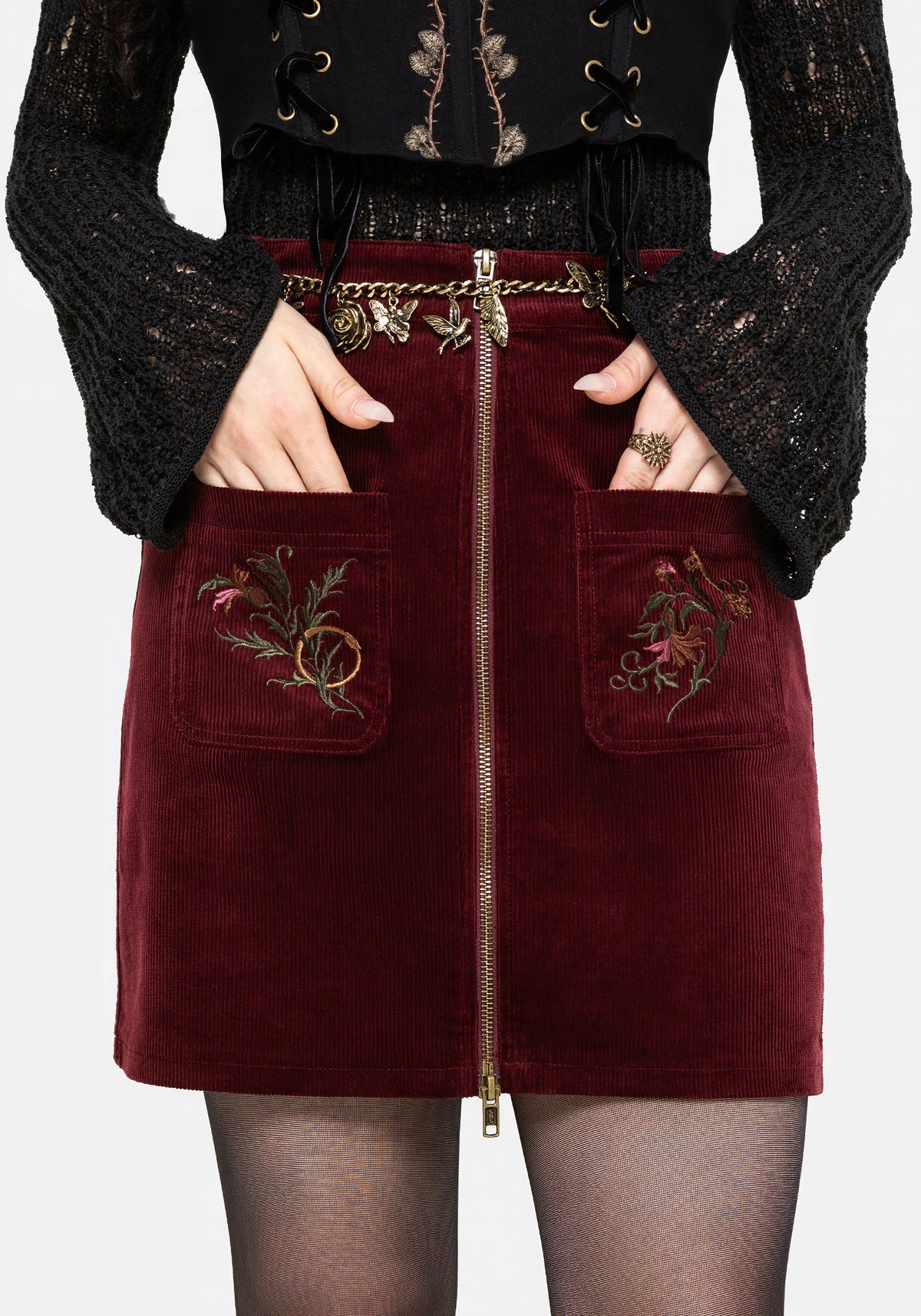 Ouro Embroidered Mini Skirt UK 6