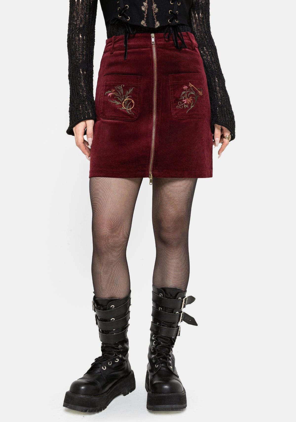 Ouro Embroidered Mini Skirt UK 6