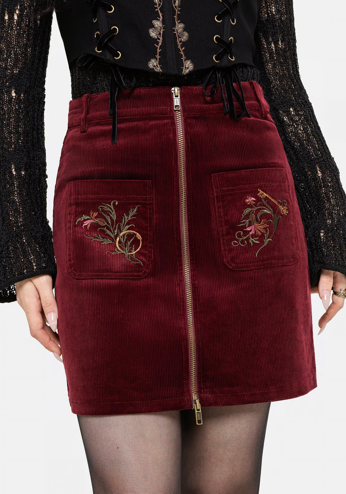 Ouro Embroidered Mini Skirt UK 6