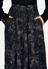 Curio Print Button Down Midi Skirt