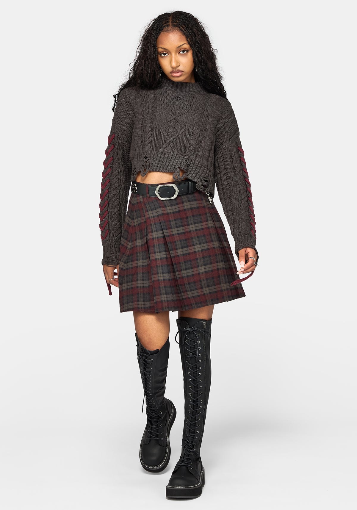 Kalma Check Pleated Mini Skirt