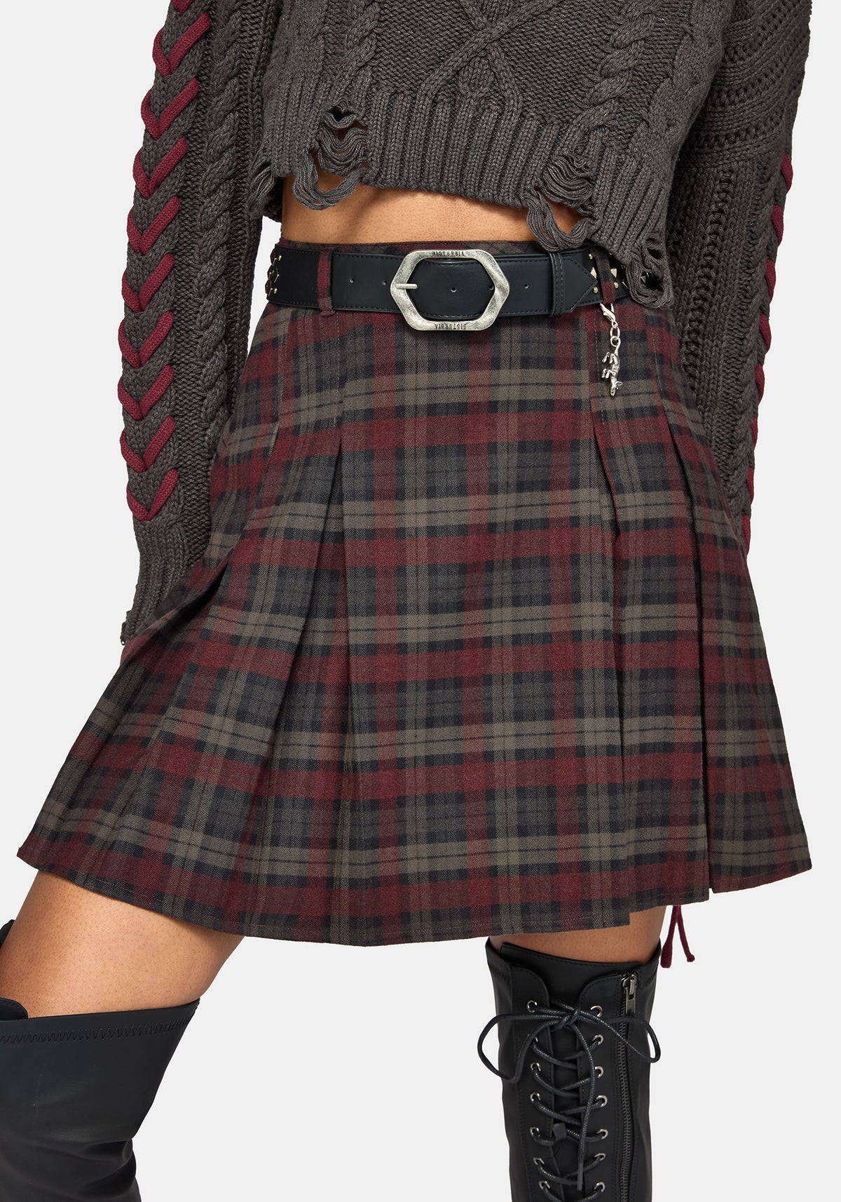 Kalma Check Pleated Mini Skirt