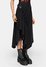 Reina Buckle Hanky Hem Midi Skirt