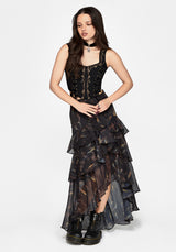 Ember Moth Chiffon Ruffle Maxi Skirt