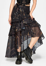 Ember Moth Chiffon Ruffle Maxi Skirt