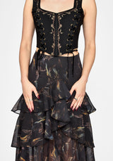 Ember Moth Chiffon Ruffle Maxi Skirt