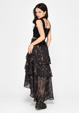 Ember Moth Chiffon Ruffle Maxi Skirt
